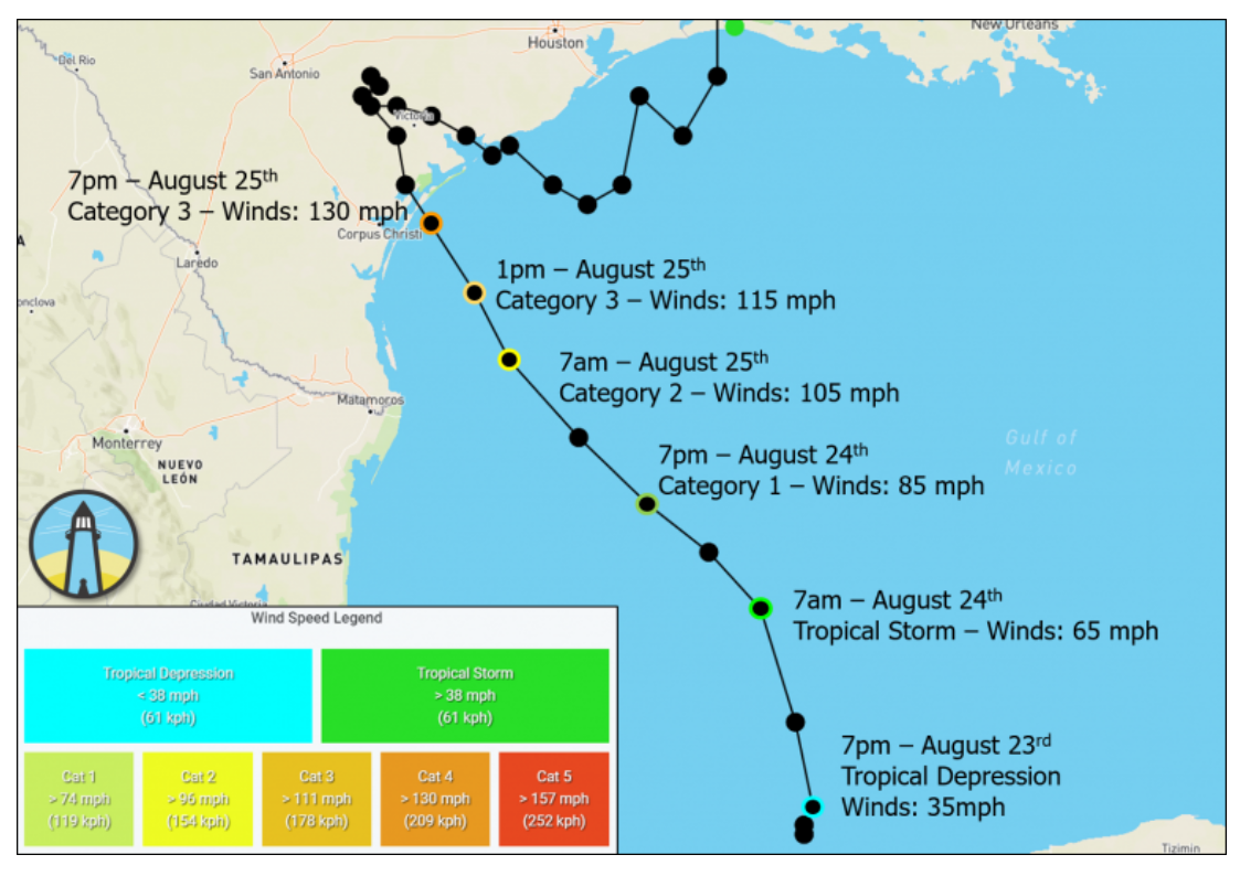 Forecast for Hurricane Harvey August 30
